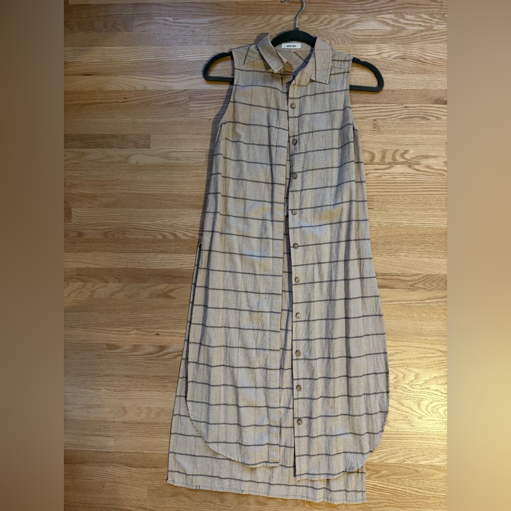 Sleeveless Striped Button-Down Dress